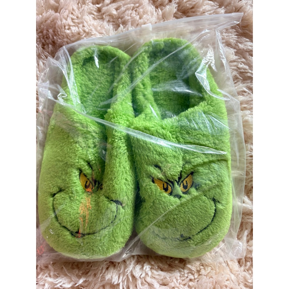 Ybkapp Unisex Grinch Christmas Plush Slippers Lime Green Fuzzy House Shoes 8.5-9